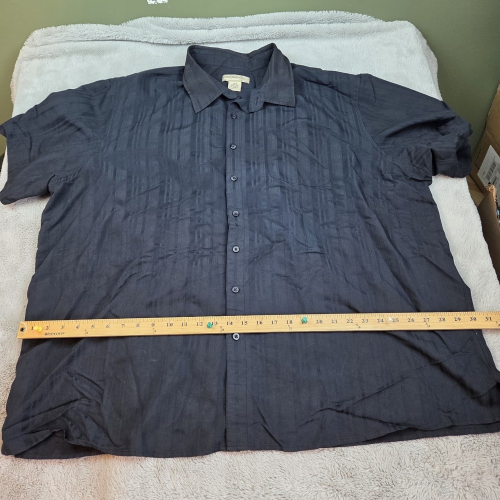 Island Passport Button Down Shirt Mens 3XL Short Sleeve Striped Black Top